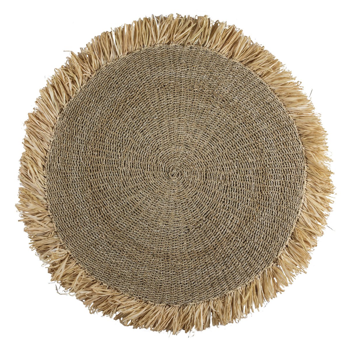 100/120 cm Round Seagrass Carpet | Rug with Tassles DASA (2 sizes)