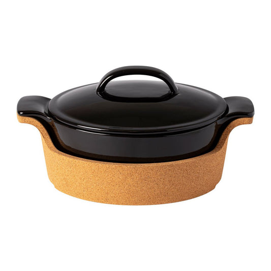 ENSEMBLE Oval cov. casserole w/ cork tray 12 DH 301 black