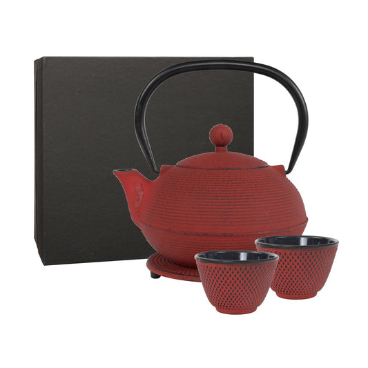 Teaclassix Gusseisen-Teeservice Ganzou 0,90 ltr, Geschenkbox, japanisches Rot