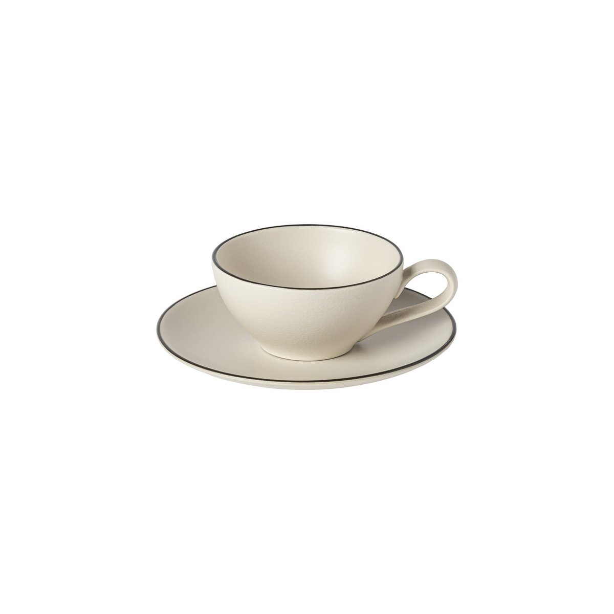 AUGUSTA Teetasse und Untertasse natur schwarz COCS 01