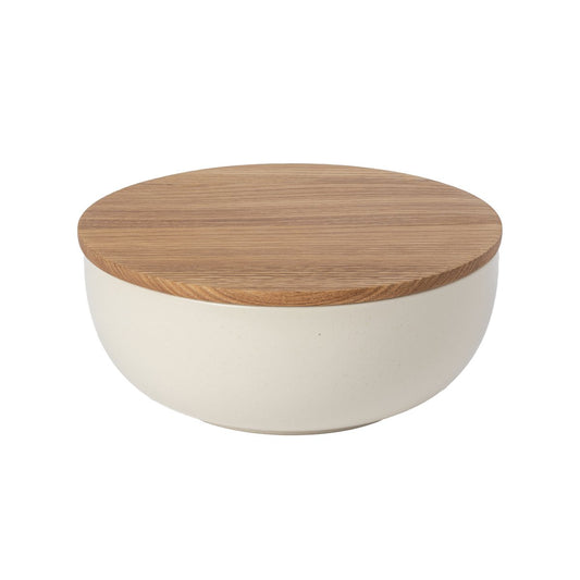 PACIFICA Serving bowl 25 w/ oak wood lid/cutting board vanille XOS 252