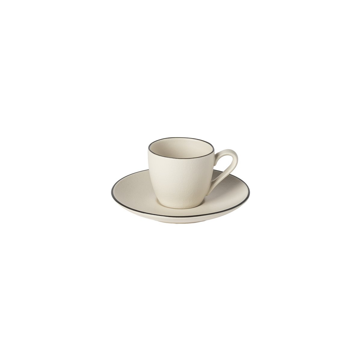 AUGUSTA Kaffeetasse und Untertasse natur schwarz COCS 02