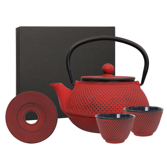 Teaclassix Gusseisen-Teeservice Arare 0,80 ltr, Geschenkbox, japanisches Rot