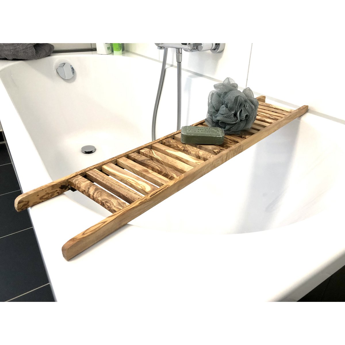 Badewannenablage LUXURY 75 cm aus Olivenholz