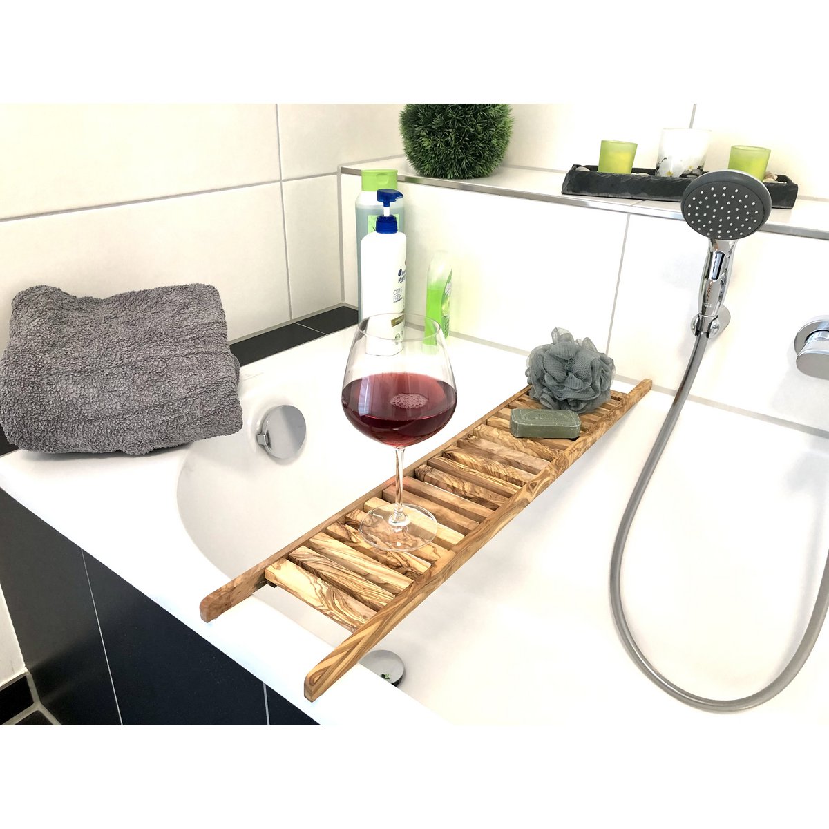 Badewannenablage LUXURY 75 cm aus Olivenholz