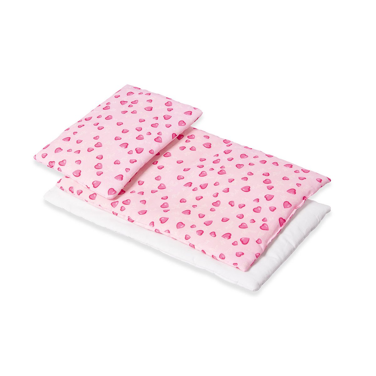 Bettwäsche-Set für Puppenbetten Herzchen, rosa, 3-teilig