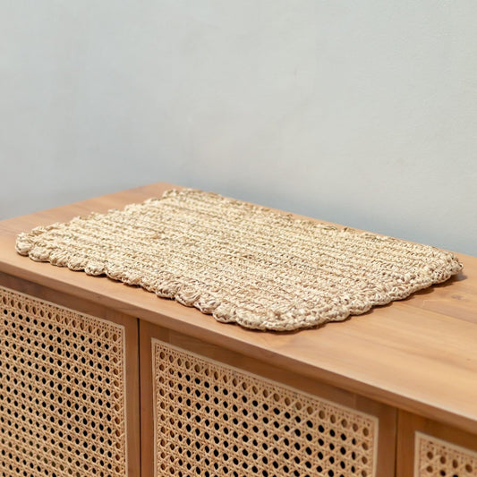 Tischset (2er, 4er oder 6er Set) 50x30 cm | Rechteckige Boho-Tischmatte KUARA aus Bast gewebt