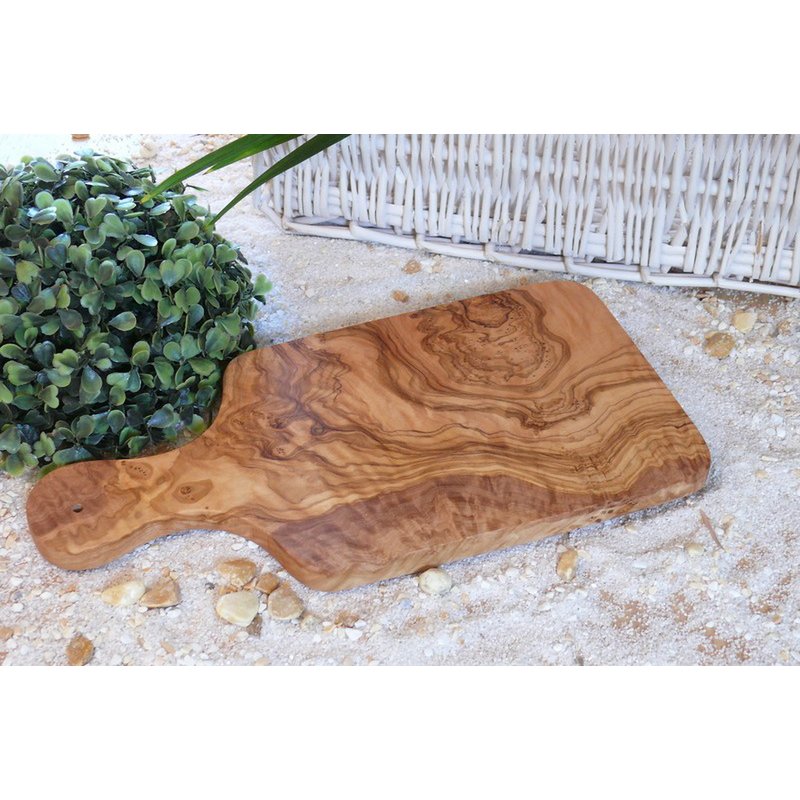 Frühstücksbrett mit Griff 30 x 15 cm aus robustem Olivenholz