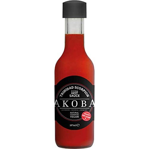 AKOBA - Trinidad Scorpion Extra Hot Sauce, sehr scharf, Naturel-Handmade-Vegan, 187ml